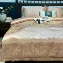 GobekUsa Blue Satin Jacquard Queen Duvet Cover Set with Sheet & Pillowcases