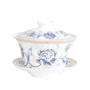 Blue floral white porcelain tea cup set for dining room by Decorbites