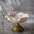 GobekUsa Blue Flower Pattern Footed Fruit Tray Dessert Plate Snack Bowl Plate