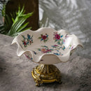 GobekUsa Blue Flower Pattern Footed Fruit Tray Dessert Plate Snack Bowl Plate