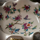 GobekUsa Blue Flower Pattern Footed Fruit Tray Dessert Plate Snack Bowl Plate