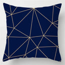 Blue geometric marble throw pillows for living room decor by Decorbites