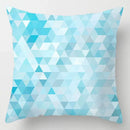 Blue geometric marble throw pillows for living room decor by Decorbites