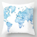 Blue geometric marble throw pillows for living room decor by Decorbites