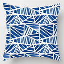 Blue geometric marble throw pillows for living room decor by Decorbites