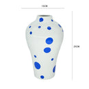 GobekUsa Blue Geometric Quilted Ceramic Vase - Polka Dots Pattern - Home Decor Craft