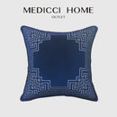 GobekUsa Blue Geometry Embroidery Cushion Cover Dutch Velvet Pillowcase Shell Gift