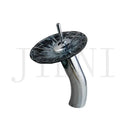 GobekUsa Glass Bathroom Sink with Rocker Handle Faucet, Chrome Finish