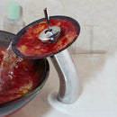 GobekUsa Glass Bathroom Sink with Rocker Handle Faucet, Chrome Finish