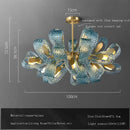 GobekUsa Blue Glass Flower Ceiling Chandelier Copper Hanging Lamps