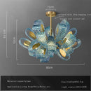 GobekUsa Blue Glass Flower Ceiling Chandelier Copper Hanging Lamps