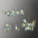 GobekUsa Blue Glass Flower Ceiling Chandelier Copper Hanging Lamps