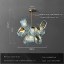 GobekUsa Blue Glass Flower Ceiling Chandelier Copper Hanging Lamps