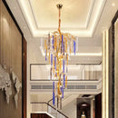 GobekUsa Crystal Pendant Chandelier - Elegant Ceiling Light for Villa Stairwell & Hotel