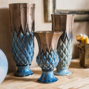 Blue Gold Grid Pattern Glazed Ceramic Vase Collection