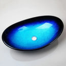 GobekUsa Blue Tempered Glass Basin Sink Set with Faucet for Bathroom Counter Top