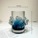 GobekUsa Blue Gradient Wavy Glass Vase for Floral Arrangements and Room Decor
