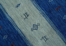 Blue, Gray and Silver Stripes design Hand loom Tribal Gabbeh Traditional 4.6x7 Wool Area Rug by The Rug Decor