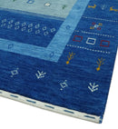 Blue, Gray and Silver Stripes design Hand loom Tribal Gabbeh Traditional 4.6x7 Wool Area Rug by The Rug Decor