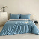 GobekUsa Cotton Solid Color Bedding Set, Premium Quality Embroidery Quilt Cover, Single Bed.