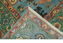Blue, Green And Rust Traditional Turkish knot fine Hand knotted Wool Area Rug