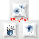 Blue ink flower cushion cover set living room watercolor decor by Decorbites