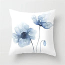 Blue ink flower cushion cover set living room watercolor decor by Decorbites
