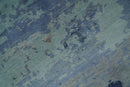 Blue, Ivory and Aqua Modern abstract Hand Knotted 8x10 wool and Bamboo Silk area Rug by The Rug Decor