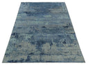 Blue, Ivory and Aqua Modern abstract Hand Knotted 8x10 wool and Bamboo Silk area Rug by The Rug Decor