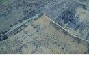 Blue, Ivory and Aqua Modern abstract Hand Knotted 8x10 wool and Bamboo Silk area Rug by The Rug Decor