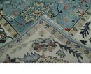 Blue, Ivory and Beige 8x10 and 9x12 Hand knotted Traditional Oushak Wool Area Rug by The Rug Decor