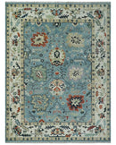 Blue, Ivory and Beige 8x10 and 9x12 Hand knotted Traditional Oushak Wool Area Rug by The Rug Decor