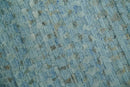 Blue, Ivory and Brown Hand carved Texture Hand Knotted 9x12 Wool Area Rug by The Rug Decor