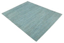Blue, Ivory and Brown Hand carved Texture Hand Knotted 9x12 Wool Area Rug by The Rug Decor