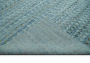 Blue, Ivory and Brown Hand carved Texture Hand Knotted 9x12 Wool Area Rug by The Rug Decor