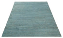 Blue, Ivory and Brown Hand carved Texture Hand Knotted 9x12 Wool Area Rug by The Rug Decor