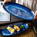 GobekUsa Blue Kiln Glazed Ceramic Sushi Plate