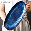 GobekUsa Blue Kiln Glazed Ceramic Sushi Plate
