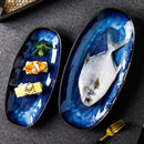 GobekUsa Blue Kiln Glazed Ceramic Sushi Plate