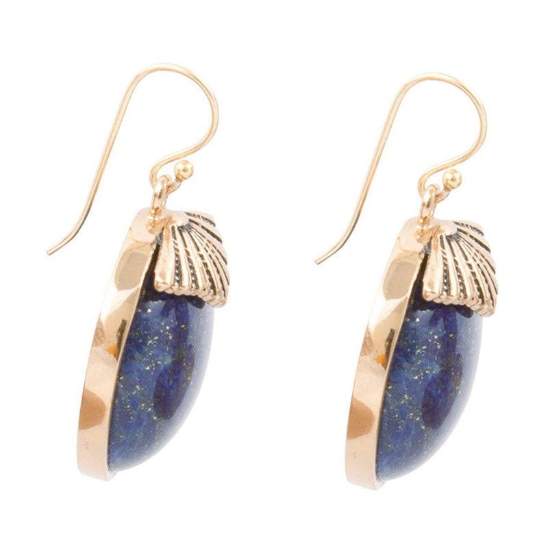 Blue Lapis Circle Golden Drop Earings