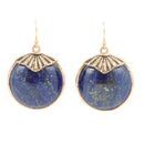 Blue Lapis Circle Golden Drop Earings