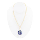 Blue Lapis Slab Pendant Golden Necklace
