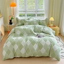 GobekUsa Cotton Stripe Comforter Cover Set for Single Double Bed - Autumn Winter