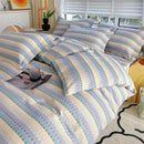 GobekUsa Cotton Stripe Comforter Cover Set for Single Double Bed - Autumn Winter
