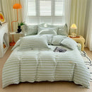 GobekUsa Cotton Stripe Comforter Cover Set for Single Double Bed - Autumn Winter