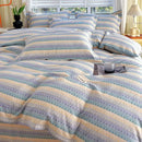 GobekUsa Cotton Stripe Comforter Cover Set for Single Double Bed - Autumn Winter
