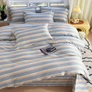 GobekUsa Cotton Stripe Comforter Cover Set for Single Double Bed - Autumn Winter