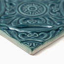 Blue Leather Medallion Ceramic Accent Tiles 6x6
