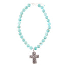 Blue Magnesite and Sterling Silver Cross Pendant Necklace