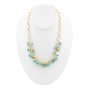 Blue Magnesite Stones Golden Chain Necklace